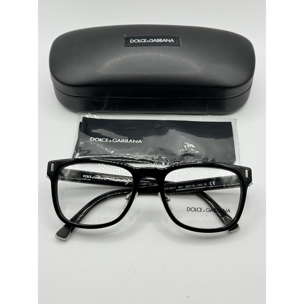 Dolce & Gabbana DG3241 501 Black Square Eyeglass Frames Mens 52-19-140 Italy